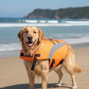 Source Unknown Vibrant Orange Dog Life Jacket